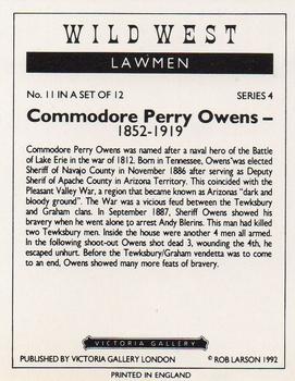 1992 Victoria Gallery Wild West Lawmen #11 Commodore Perry Owens Back