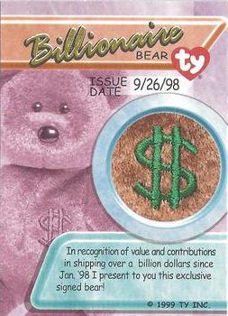 1999 Ty Beanie Babies III - Limited Edition #NNO Billionaire Bear Back