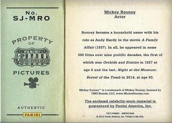 2015 Panini Americana - Silver Screen Jumbo Materials #SJ-MRO Mickey Rooney Back