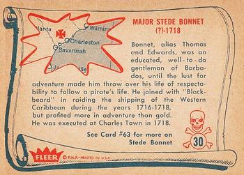 1961 Fleer Pirates Bold (R730-4) #30 Stede Bonnet Back