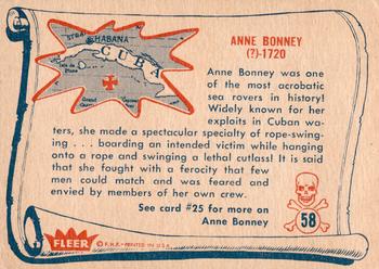 1961 Fleer Pirates Bold (R730-4) #58 Anne Bonney Back