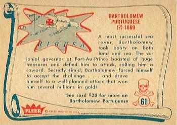 1961 Fleer Pirates Bold (R730-4) #61 Portuguese Barthelemy Back