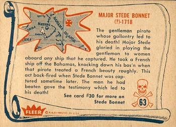 1961 Fleer Pirates Bold (R730-4) #63 Stede Bonnet Back