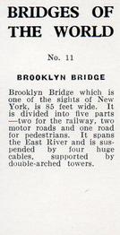 1958 Anonymous Bridges of the World #11 Brooklyn Bridge Back