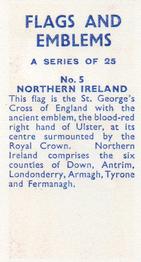 1965 Flags and Emblems #5 Northern Ireland Back