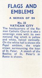 1965 Flags and Emblems #22 Vatican City Back