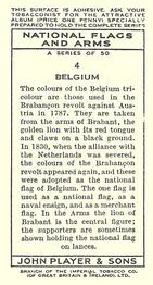 1936 Player's National Flags and Arms #4 Belgium Back