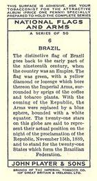 1936 Player's National Flags and Arms #6 Brazil Back
