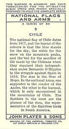 1936 Player's National Flags and Arms #9 Chile Back