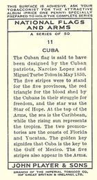 1936 Player's National Flags and Arms #11 Cuba Back