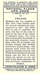 1936 Player's National Flags and Arms #17 Finland Back