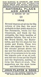 1936 Player's National Flags and Arms #23 Iraq Back