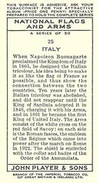 1936 Player's National Flags and Arms #25 Italy Back