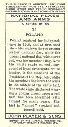 1936 Player's National Flags and Arms #34 Poland Back