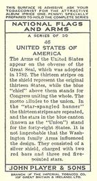 1936 Player's National Flags and Arms #46 United States of America Back