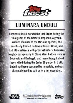 2018 Topps Finest Star Wars #62 Luminara Unduli Back
