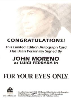 2012 Rittenhouse James Bond 50th Anniversary Series 1 - Full Bleed Autographs #NNO John Moreno Back