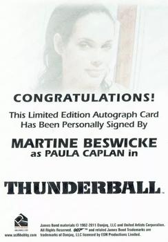 2013 Rittenhouse James Bond Autographs & Relics - Autographs #NNO Martine Beswicke Back