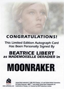2013 Rittenhouse James Bond Autographs & Relics - Autographs #NNO Beatrice Libert Back
