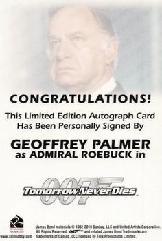 2013 Rittenhouse James Bond Autographs & Relics - Autographs #NNO Geoffrey Palmer Back