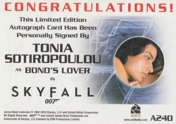 2013 Rittenhouse James Bond Autographs & Relics - Autographs #A240 Tonia Sotiropoulou Back