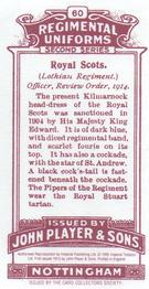 1995 Imperial Publishing 1914 Player's Regimental Uniforms 2nd Series (Reprint) #60 Royal Scots (Lothian Regiment). Officer, Review Order, 1914 Back