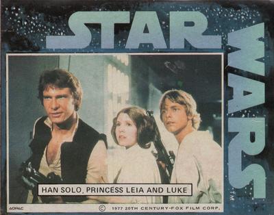 1977 General Mills Star Wars Stickers #NNO Han Solo, Princess Leia and Luke Front