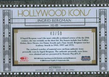 2008 Donruss Americana Celebrity Cuts - Hollywood Icons Combo Materials #HI-IB Ingrid Bergman Back