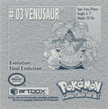 1999 Artbox Pokemon Stickers Series 1 #3 Venusaur Back