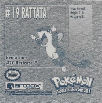 1999 Artbox Pokemon Stickers Series 1 #19 Rattata Back