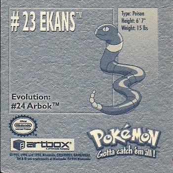 1999 Artbox Pokemon Stickers Series 1 #23 Ekans Back