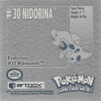 1999 Artbox Pokemon Stickers Series 1 #30 Nidorina Back