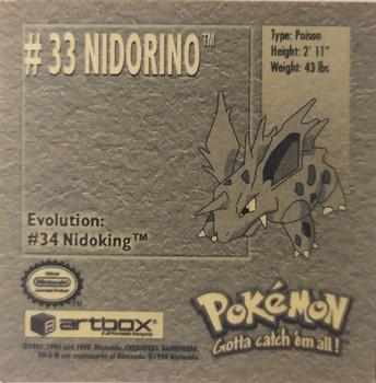 1999 Artbox Pokemon Stickers Series 1 #33 Nidorino Back