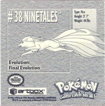 1999 Artbox Pokemon Stickers Series 1 #38 Ninetales Back