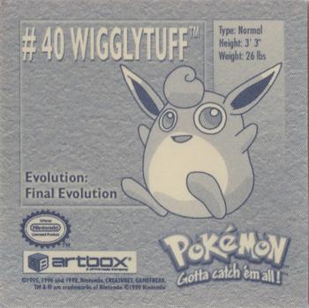 1999 Artbox Pokemon Stickers Series 1 #40 Wigglytuff Back