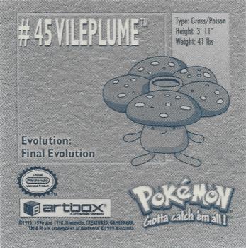 1999 Artbox Pokemon Stickers Series 1 #45 Vileplume Back