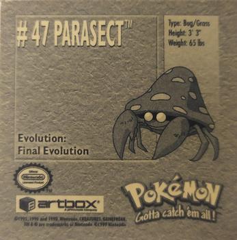 1999 Artbox Pokemon Stickers Series 1 #47 Parasect Back