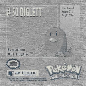 1999 Artbox Pokemon Stickers Series 1 #50 Diglett Back