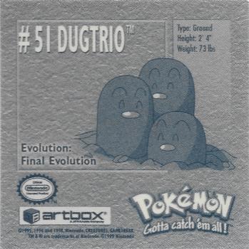 1999 Artbox Pokemon Stickers Series 1 #51 Dugtrio Back