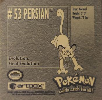 1999 Artbox Pokemon Stickers Series 1 #53 Persian Back