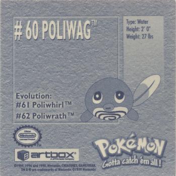 1999 Artbox Pokemon Stickers Series 1 #60 Poliwag Back