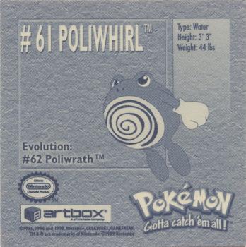1999 Artbox Pokemon Stickers Series 1 #61 Poliwhirl Back