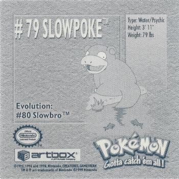 1999 Artbox Pokemon Stickers Series 1 #79 Slowpoke Back