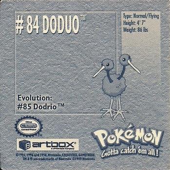 1999 Artbox Pokemon Stickers Series 1 #84 Doduo Back