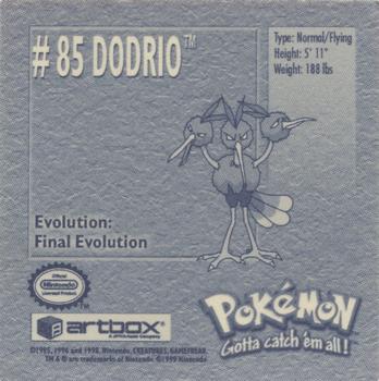 1999 Artbox Pokemon Stickers Series 1 #85 Dodrio Back