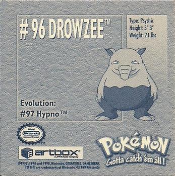 1999 Artbox Pokemon Stickers Series 1 #96 Drowzee Back