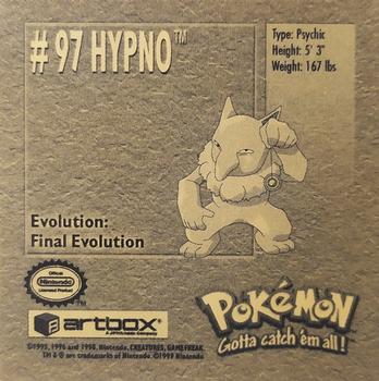 1999 Artbox Pokemon Stickers Series 1 #97 Hypno Back
