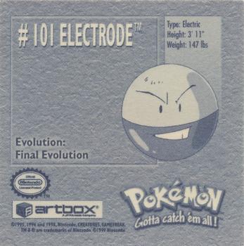 1999 Artbox Pokemon Stickers Series 1 #101 Electrode Back