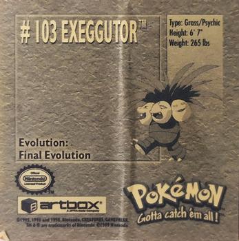 1999 Artbox Pokemon Stickers Series 1 #103 Exeggutor Back