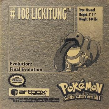 1999 Artbox Pokemon Stickers Series 1 #108 Lickitung Back